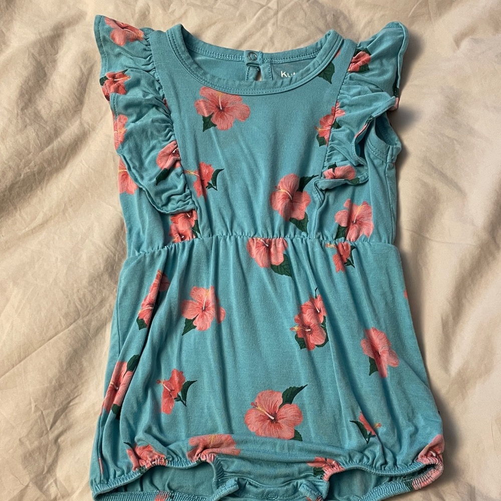 Kyte BABY Hibiscus Blue Bubble Romper